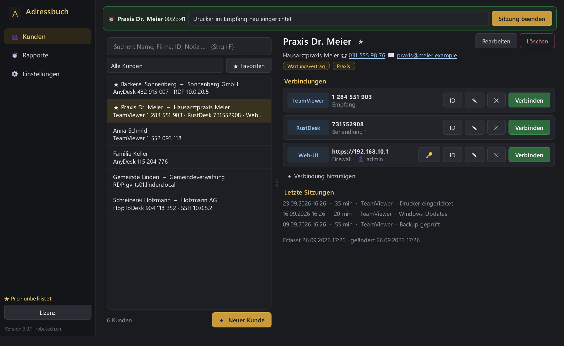 Pro: time tracking runs automatically