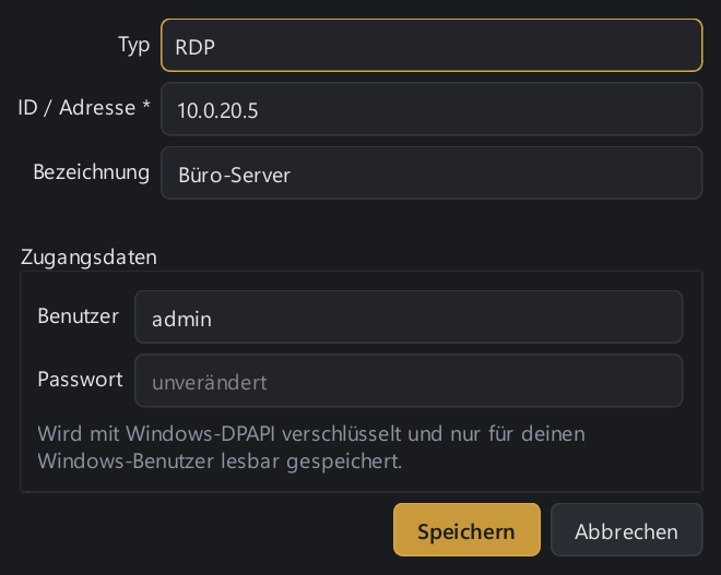 Connection with encrypted password vault (Pro)
